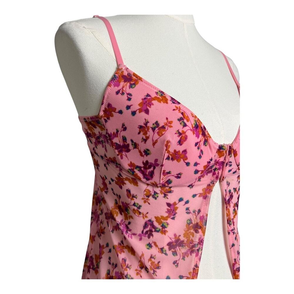 Out From Under Urban Outfitters Floral Pink Sheer Nightgown Babydoll Lingerie M - Picture 3 of 10
